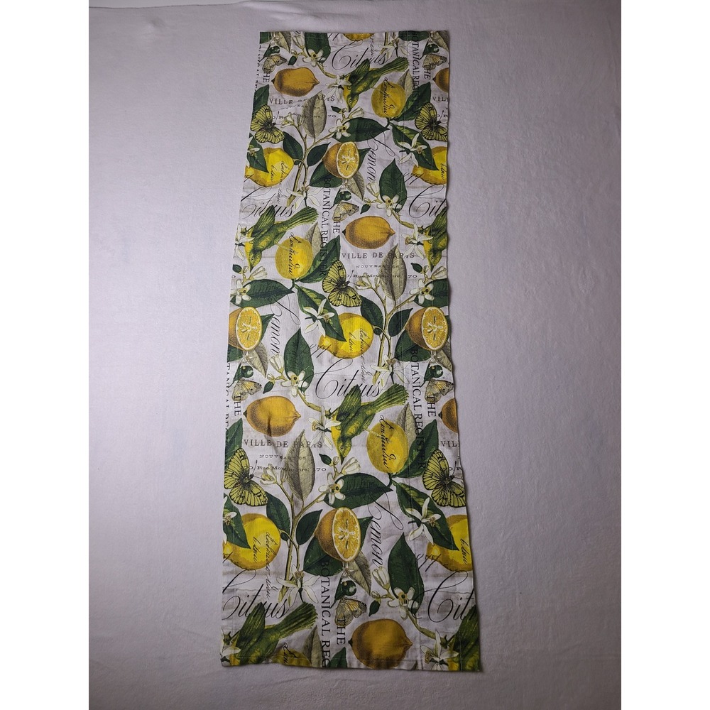 Scarlette's Designs Curtain White Lemon Botanical Print Decor Vintage Grannycore